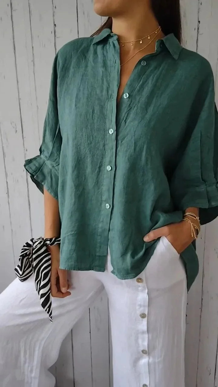 Mannered Stylish button-up shirt with refined silhouette for women | Luna