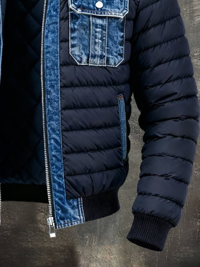 Steadfast Denim Panel Padded Jacket for Men | Lorenzo