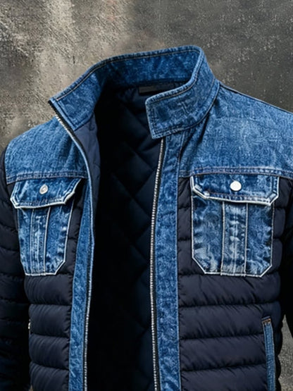 Steadfast Denim Panel Padded Jacket for Men | Lorenzo