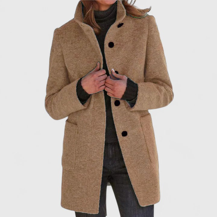 Natural Classic Mid Length Coat For Women | Ardelia