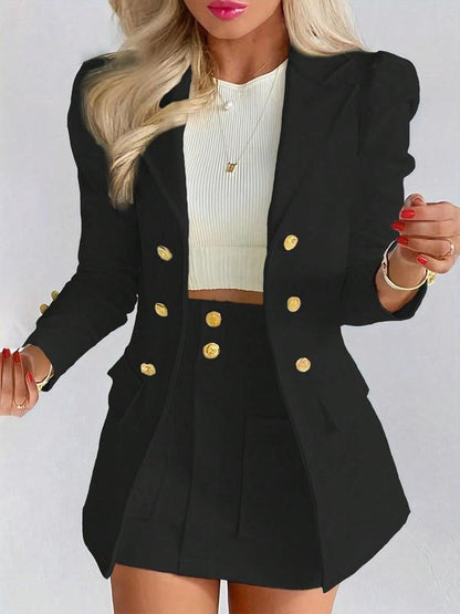 Punchy Elegant Two Piece Blazer And Skirt Set For Women | Arlissea