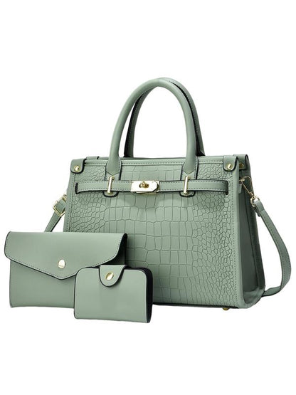 Cropped Crocodile Embossed Large Capacity Crossbody Handbag Set For Women | Valentinae