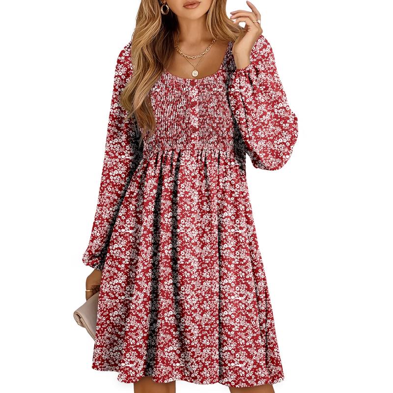 Boutique Casual Smocked Empire Waist A Line Dress For Women | Clarimelle