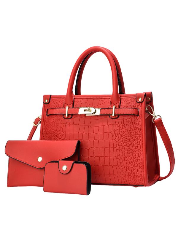 Cropped Crocodile Embossed Large Capacity Crossbody Handbag Set For Women | Valentinae