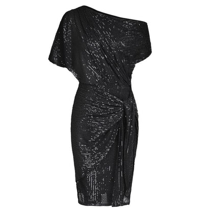 Vibrant Elegant Off Shoulder Sequin Bodycon Dress For Women | Ariselle