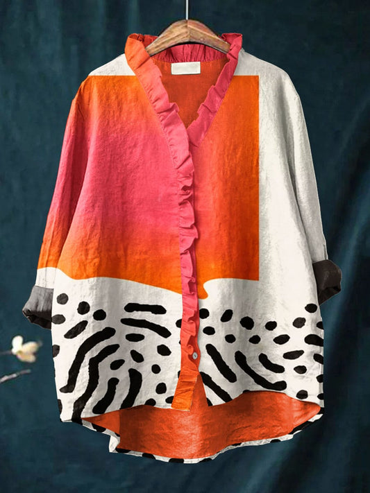Thoughtful Ruffle-trim blouse with relaxed silhouette for women | Melinda