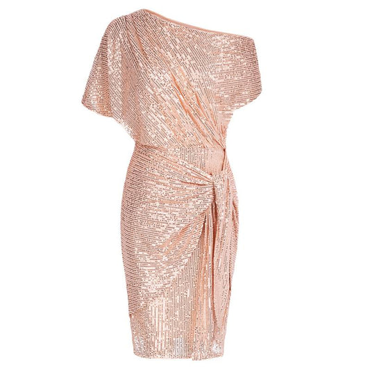 Vibrant Elegant Off Shoulder Sequin Bodycon Dress For Women | Ariselle
