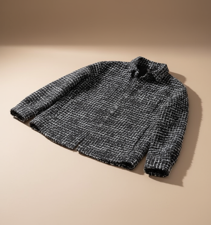 Silken Houndstooth Button Front Overshirt For Men | Victor