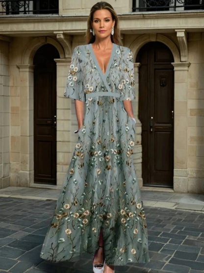 Special Elegant V-neck belted boho dress for women | Hazel