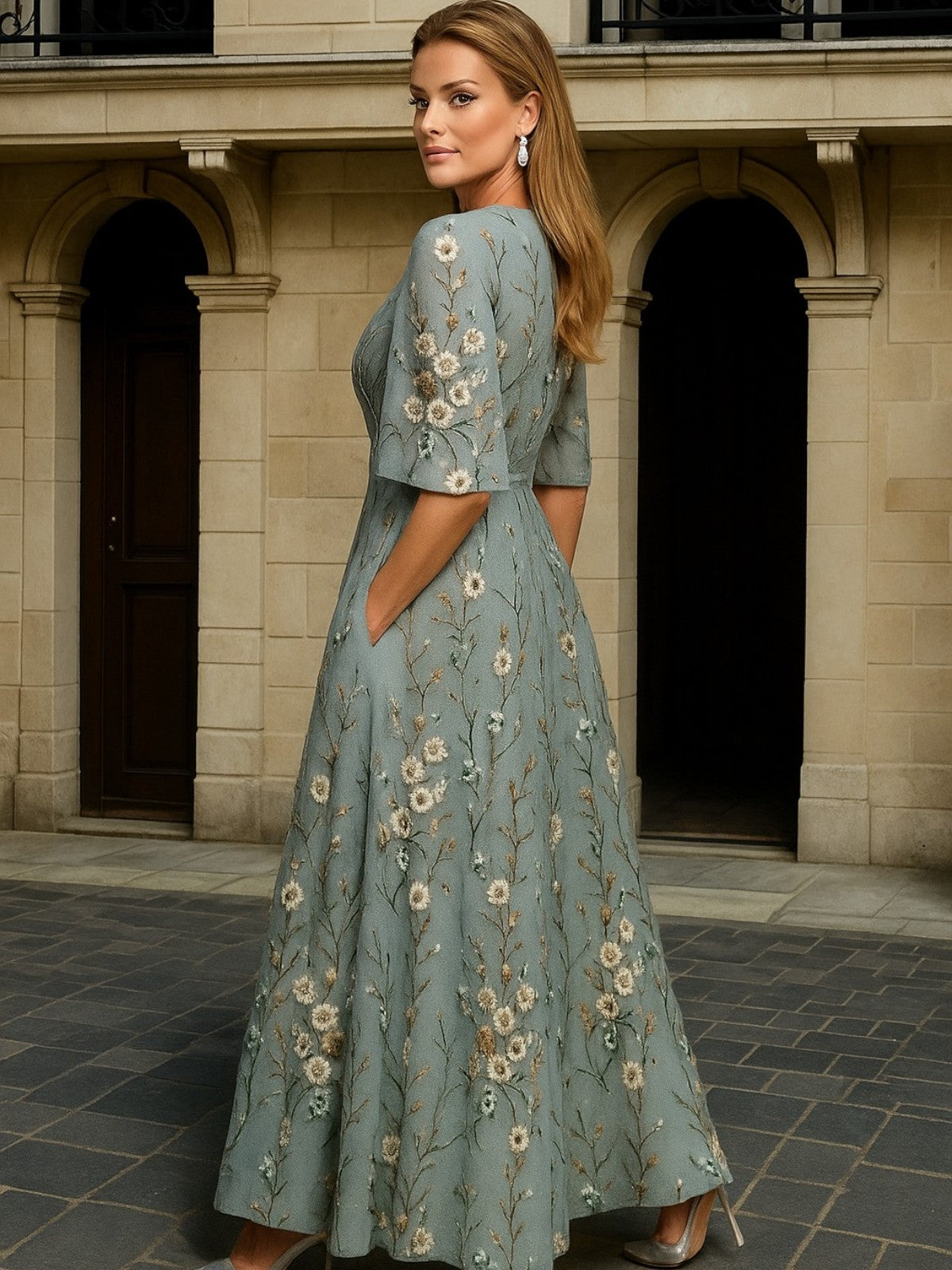 Special Elegant V-neck belted boho dress for women | Hazel