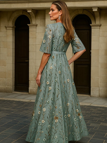 Special Elegant V-neck belted boho dress for women | Hazel
