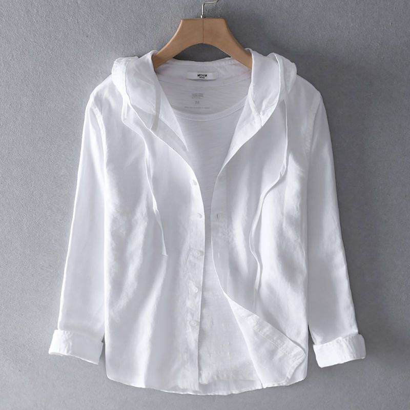 Observant Lightweight Button-Up Hooded Shirt For Men | Elion