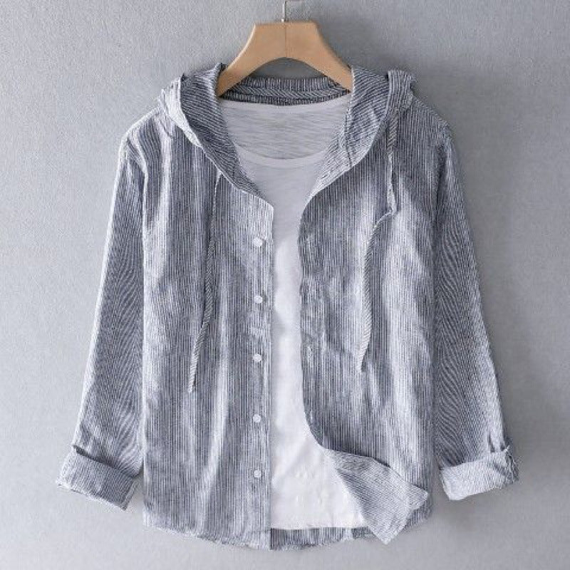Observant Lightweight Button-Up Hooded Shirt For Men | Elion