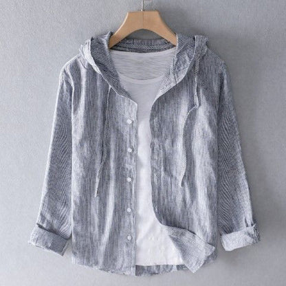 Observant Lightweight Button-Up Hooded Shirt For Men | Elion