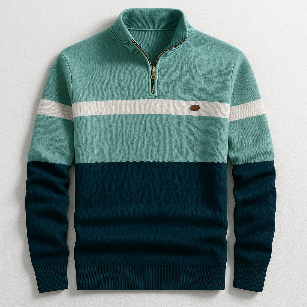 Focused Heritage Stripe Quarter-Zip Sweater For Men | Alden
