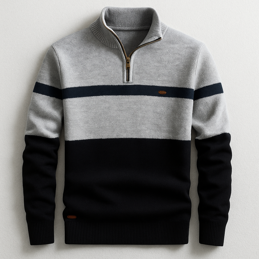 Focused Heritage Stripe Quarter-Zip Sweater For Men | Alden