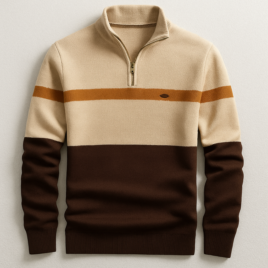 Focused Heritage Stripe Quarter-Zip Sweater For Men | Alden