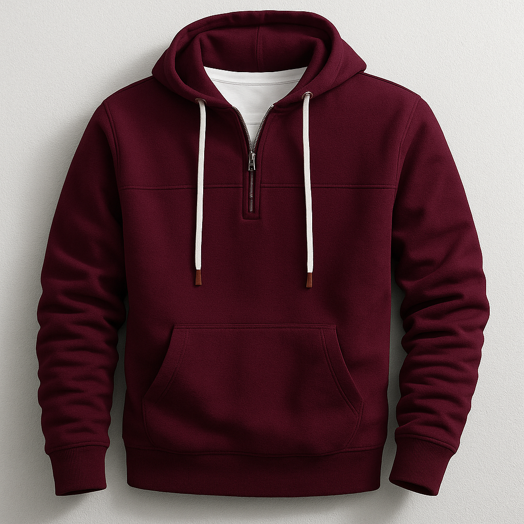 Dependable Quarter Zip Hooded Sweatshirt for Men | Nolan