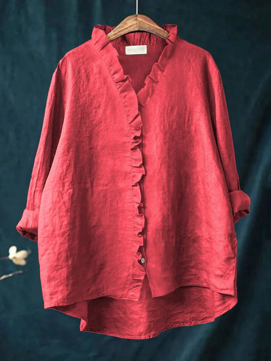 Calm Soft ruffle blouse for women | Maribel