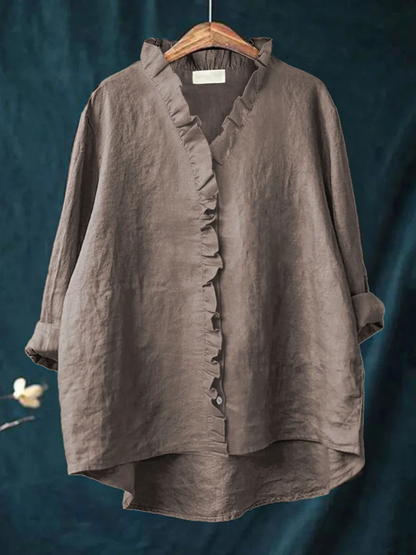 Calm Soft ruffle blouse for women | Maribel