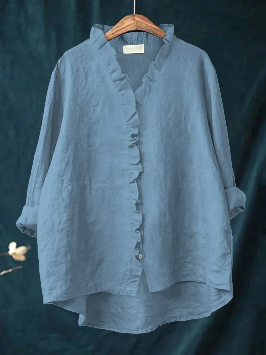 Calm Soft ruffle blouse for women | Maribel