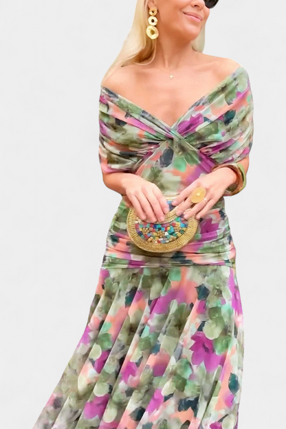 Earthy Elegant V Neck Maxi Dress For Women | Grace