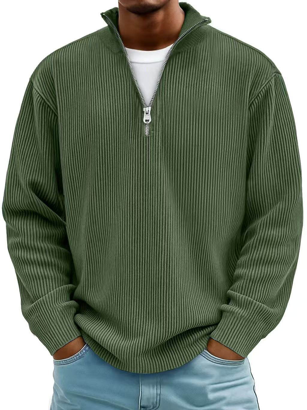 Continental Half Zip Ribbed Sweater For Men | Dario