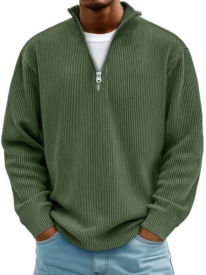 Continental Half Zip Ribbed Sweater For Men | Dario