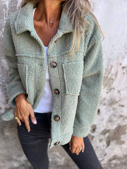 Bloomed Button Front Textured Jacket for Women | Marielle