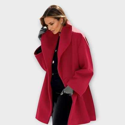 Pleated Elegant Long Coat For Women | Evelene