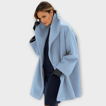 Pleated Elegant Long Coat For Women | Evelene