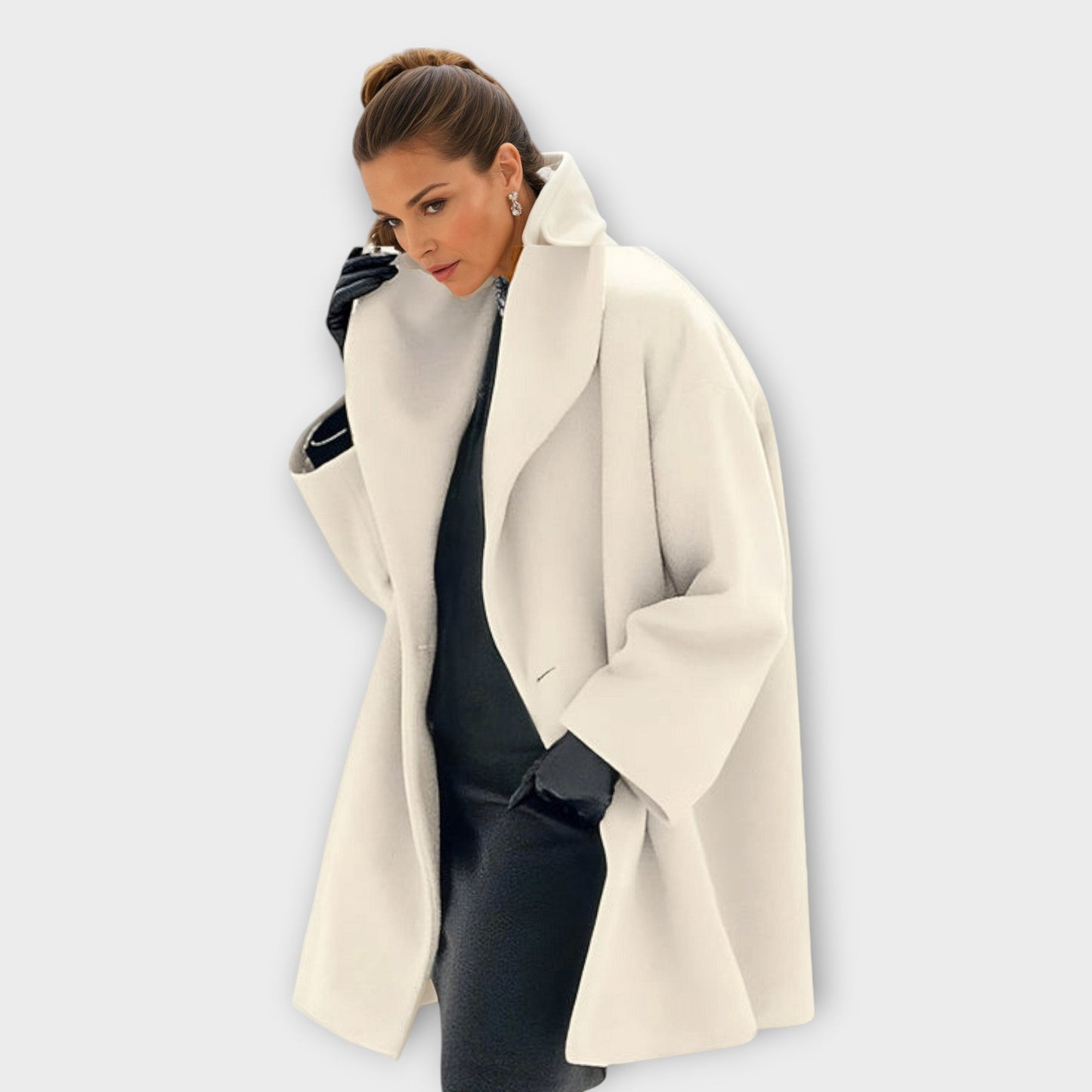 Pleated Elegant Long Coat For Women | Evelene