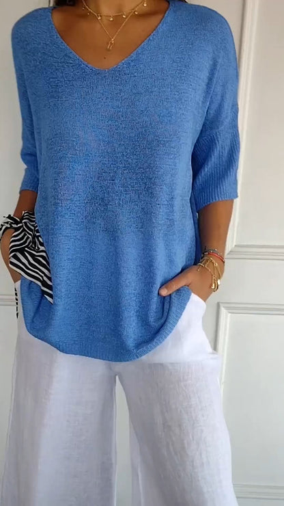 European Timeless V Neck Top For Women | Cassie