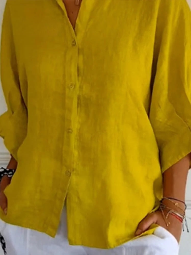 Mannered Stylish button-up shirt with refined silhouette for women | Luna