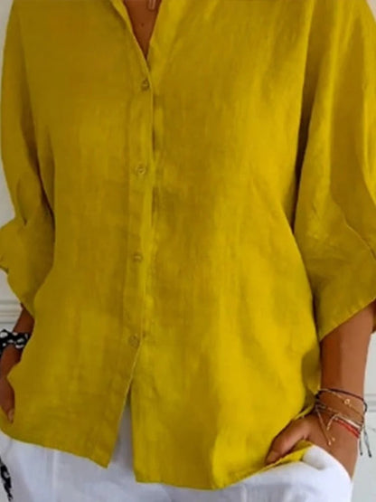 Mannered Stylish button-up shirt with refined silhouette for women | Luna