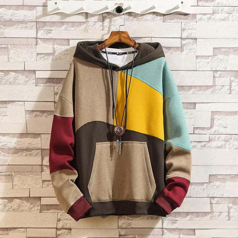 Diamond Colour Block Patchwork Hoodie for Men | Maverick