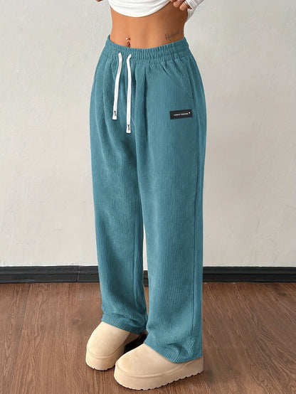 Gold Wide Leg Drawstring Trousers for Women | Elodie