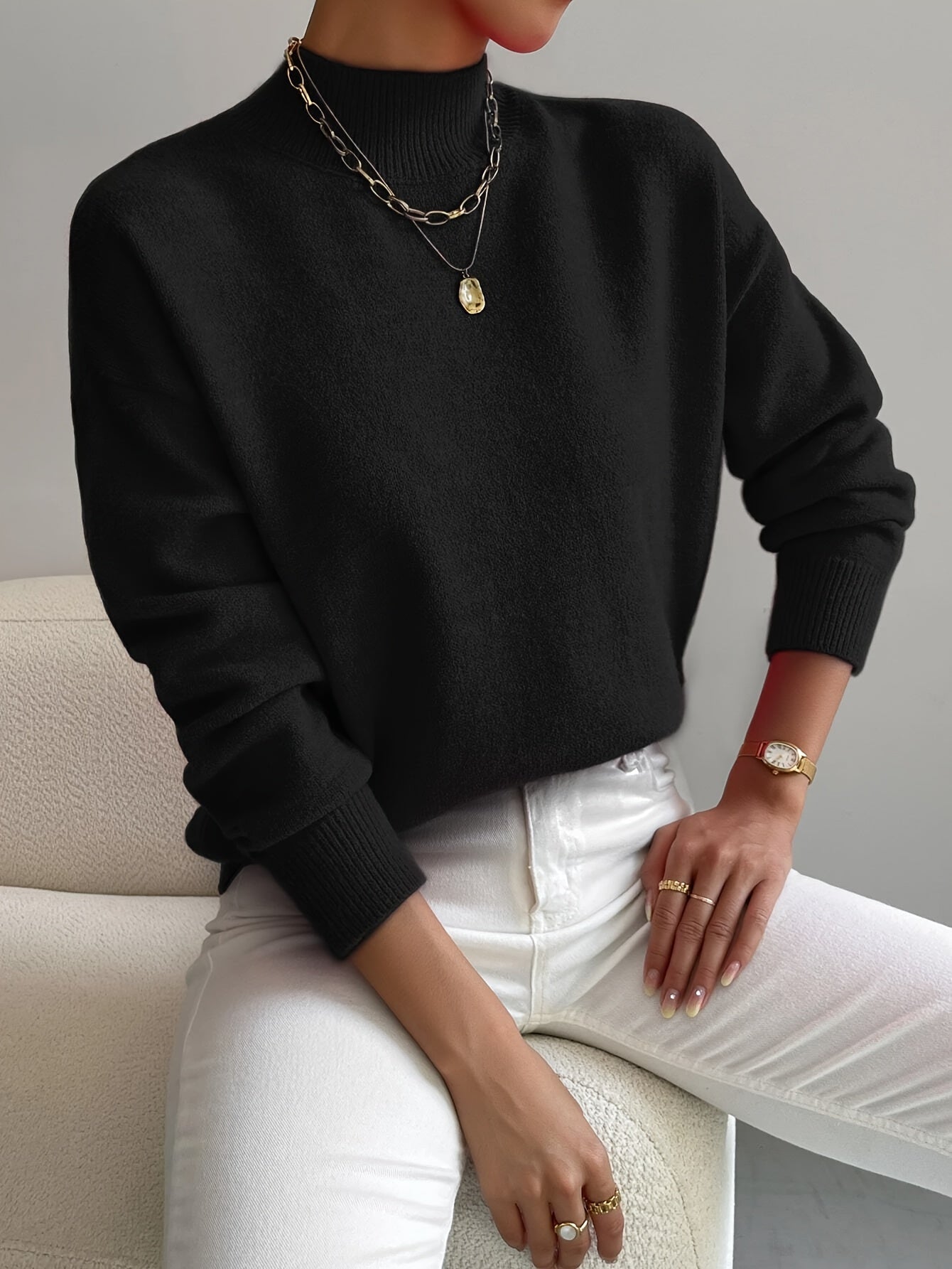 Calming Classic Roll Neck Sweater For Women | Elaine