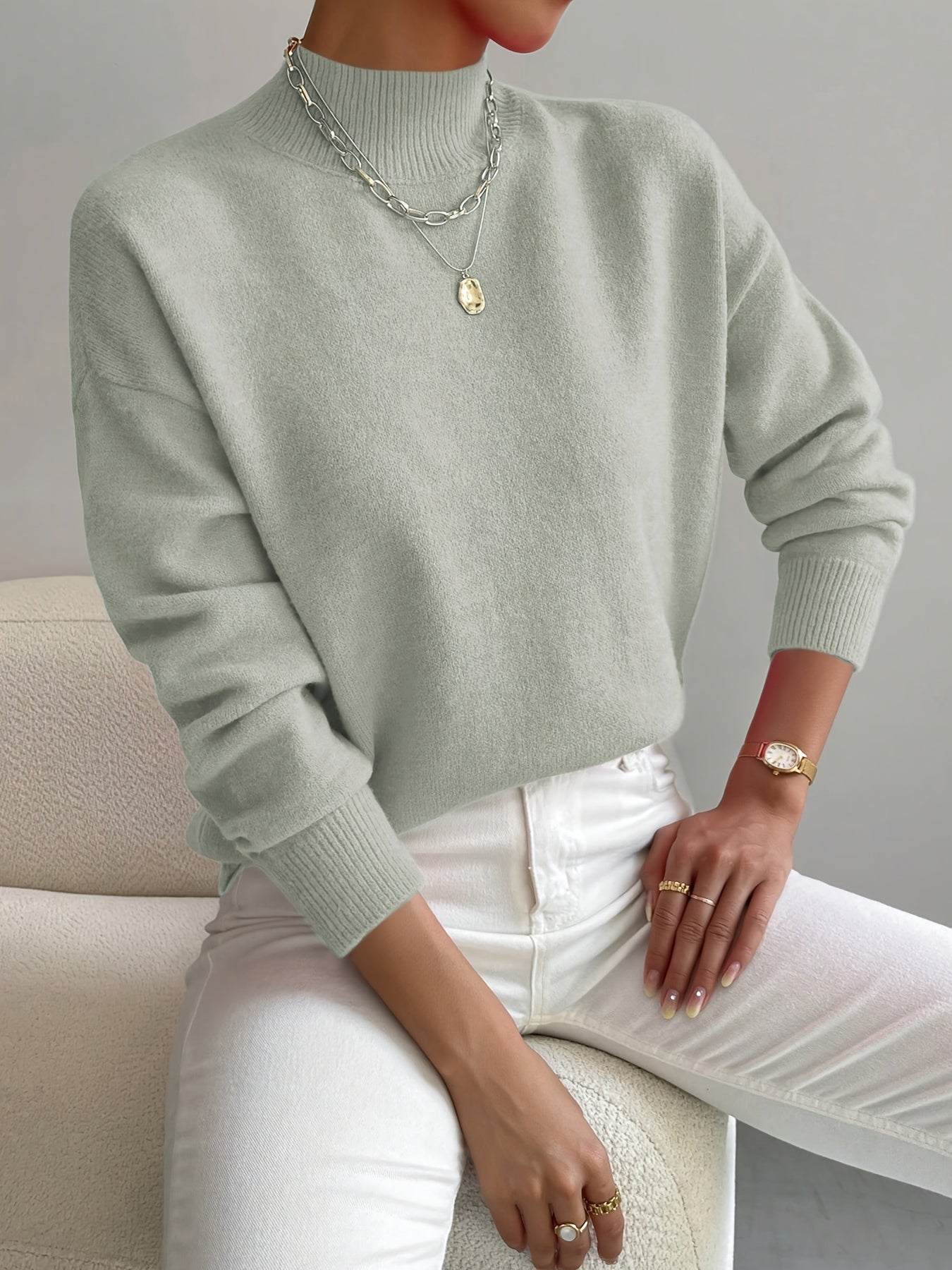 Calming Classic Roll Neck Sweater For Women | Elaine