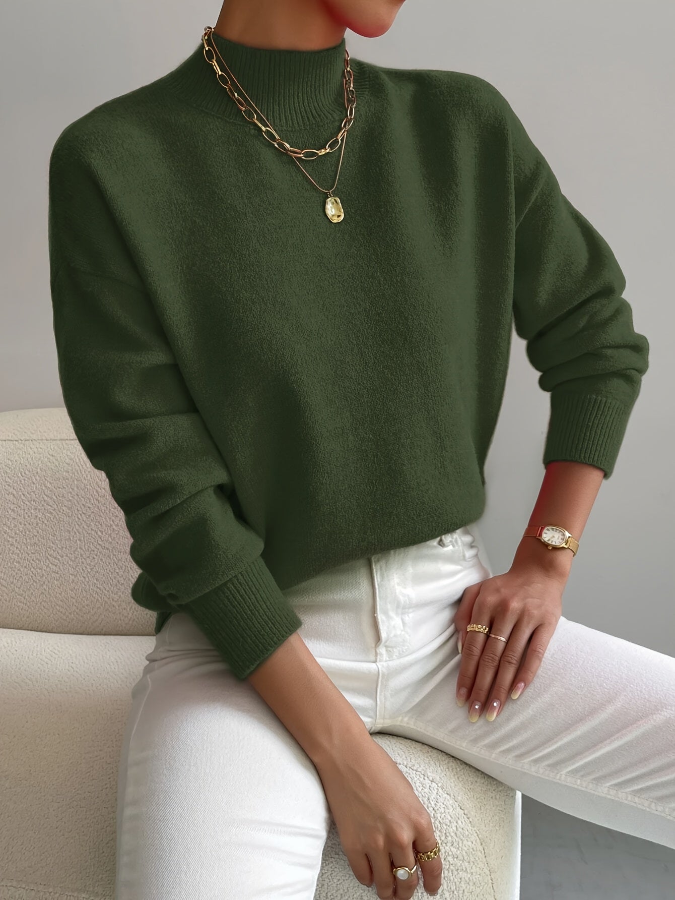 Calming Classic Roll Neck Sweater For Women | Elaine