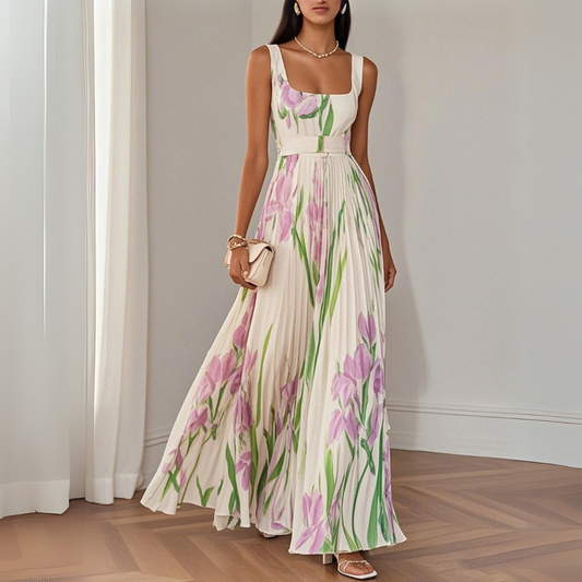 Flexible Floral Print Long Dress For Women | Charlene