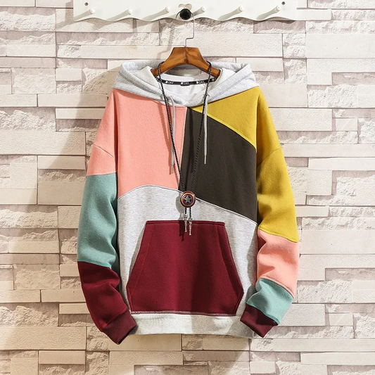 Diamond Colour Block Patchwork Hoodie for Men | Maverick