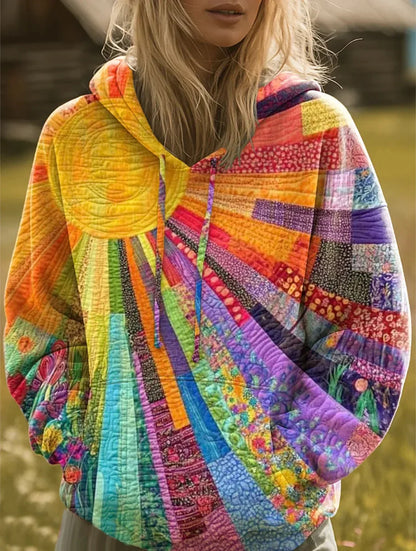 Endearing Comfortable hoodie with patchwork-inspired design for women | Klyra
