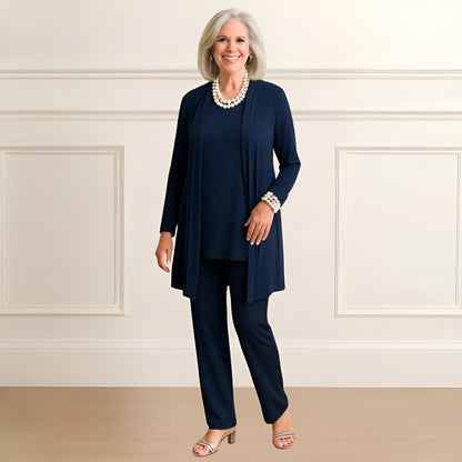 Still Three-piece cardigan, top and pants set for women | Rosy