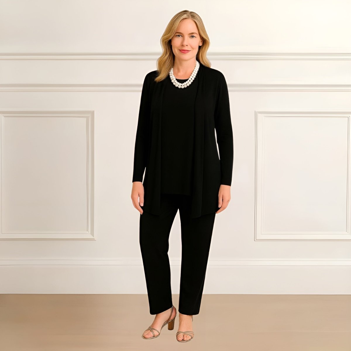 Still Three-piece cardigan, top and pants set for women | Rosy