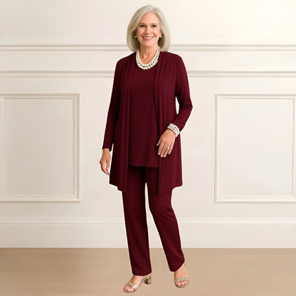Still Three-piece cardigan, top and pants set for women | Rosy