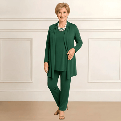 Still Three-piece cardigan, top and pants set for women | Rosy