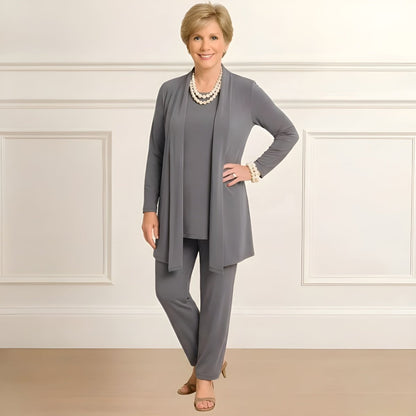 Still Three-piece cardigan, top and pants set for women | Rosy