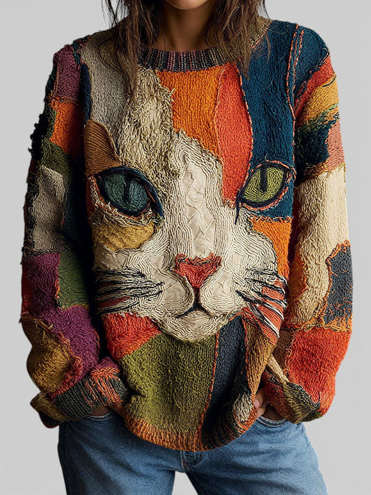 Opulent Art Print Relaxed Sweater For Women | Marcella