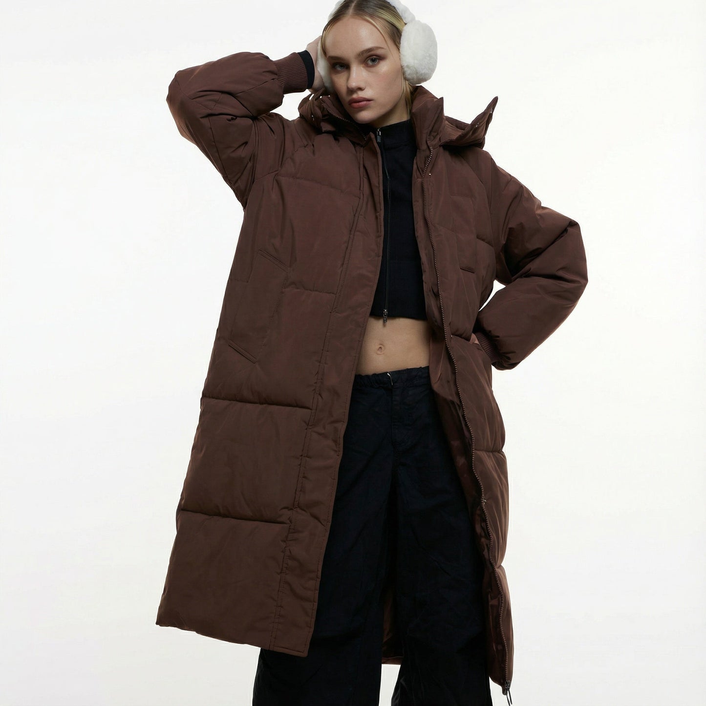 Meadow Elegant Hooded Long Puffer Coat For Women | Vivienne